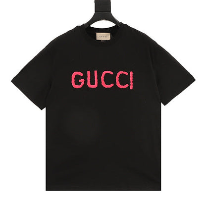 Gucci Pink Short-Sleeve Top with Embroidered Lettering