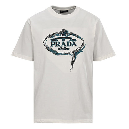PRADA Knot Logo Embroidered T-Shirt