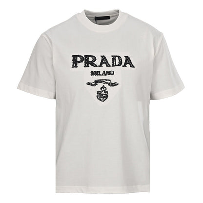 PRADA Bird's Nest Weave Embroidered T-Shirt