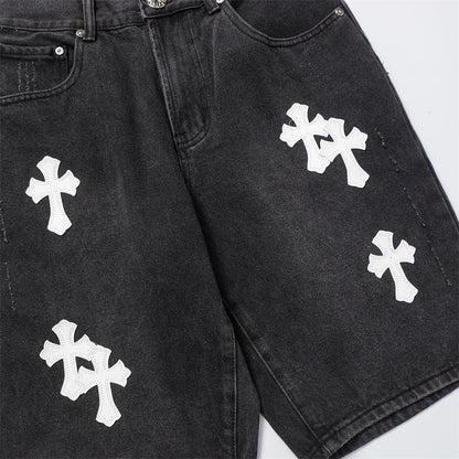 Chrome Hearts Distressed Denim Jeans | Stretch Tapered Fit