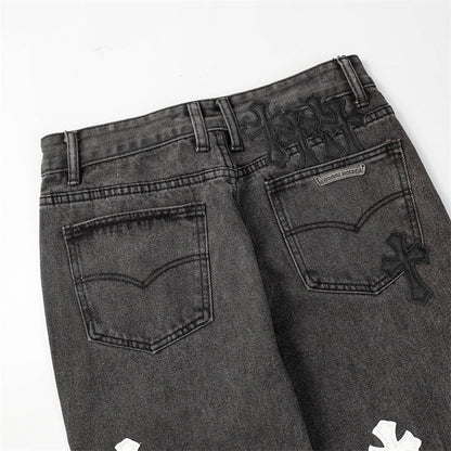 Chrome Hearts Distressed Denim Jeans | Stretch Tapered Fit