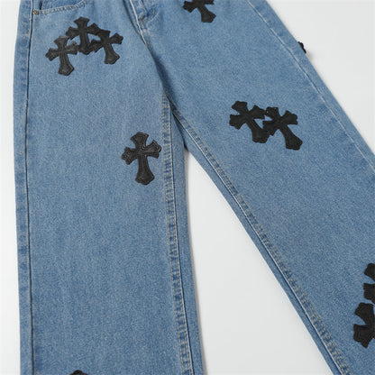 Chrome Hearts Distressed Denim Jeans | Stretch Tapered Fit