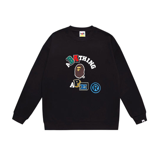 BAPE Multi-Color College Logo Crew-Neck Sweatshirt