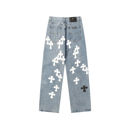 Chrome Hearts Distressed Denim Jeans | Stretch Tapered Fit