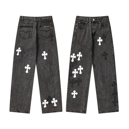 Chrome Hearts Distressed Denim Jeans | Stretch Tapered Fit
