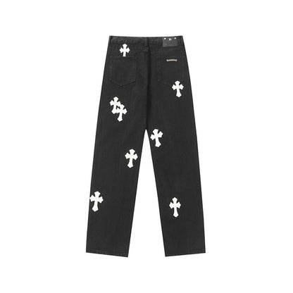 Chrome Hearts Distressed Denim Jeans | Stretch Tapered Fit