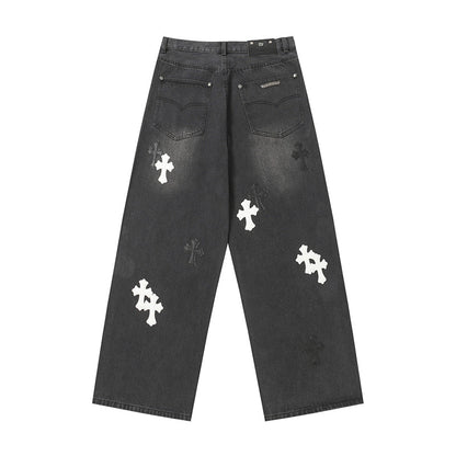 Chrome Hearts Distressed Denim Jeans | Stretch Tapered Fit
