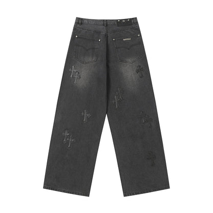Chrome Hearts Distressed Denim Jeans | Stretch Tapered Fit