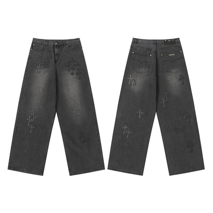 Chrome Hearts Distressed Denim Jeans | Stretch Tapered Fit