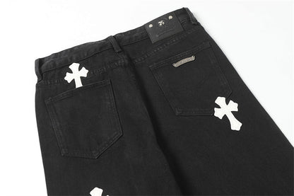 Chrome Hearts Distressed Denim Jeans | Stretch Tapered Fit