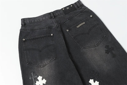 Chrome Hearts Distressed Denim Jeans | Stretch Tapered Fit