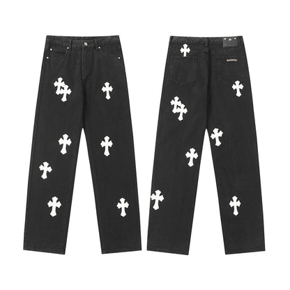 Chrome Hearts Distressed Denim Jeans | Stretch Tapered Fit