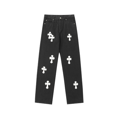 Chrome Hearts Distressed Denim Jeans | Stretch Tapered Fit