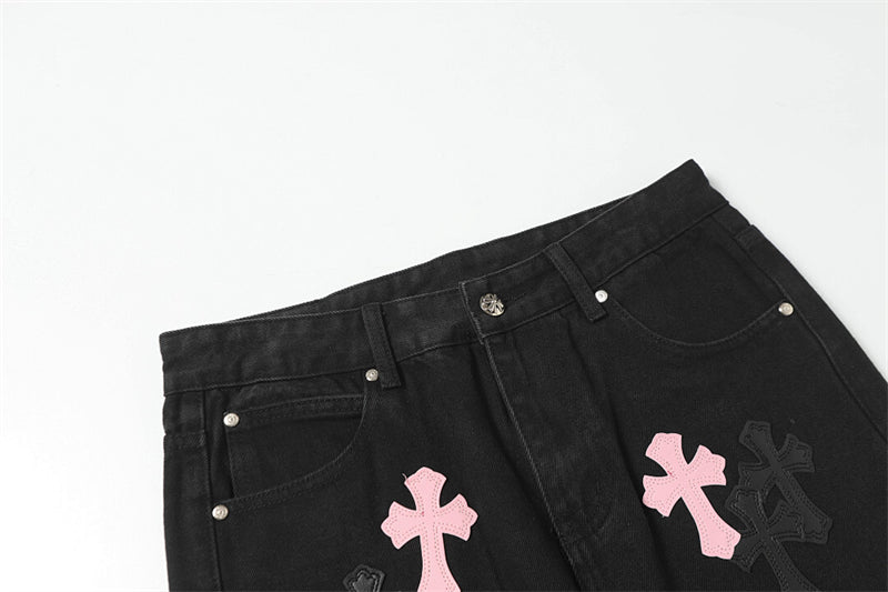 Chrome Hearts Distressed Denim Jeans | Stretch Tapered Fit