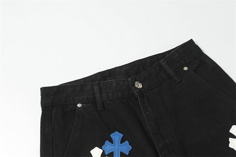 Chrome Hearts Distressed Denim Jeans | Stretch Tapered Fit