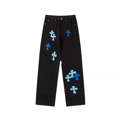 Chrome Hearts Distressed Denim Jeans | Stretch Tapered Fit