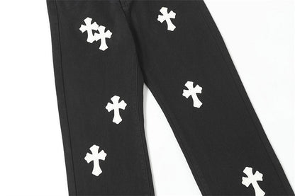 Chrome Hearts Distressed Denim Jeans | Stretch Tapered Fit