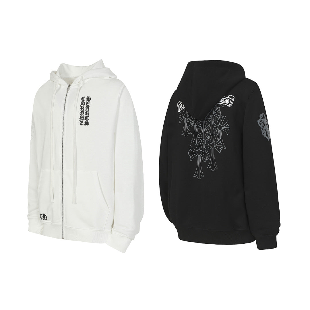 Chrome Hearts Graphic Zip-Up Hoodie