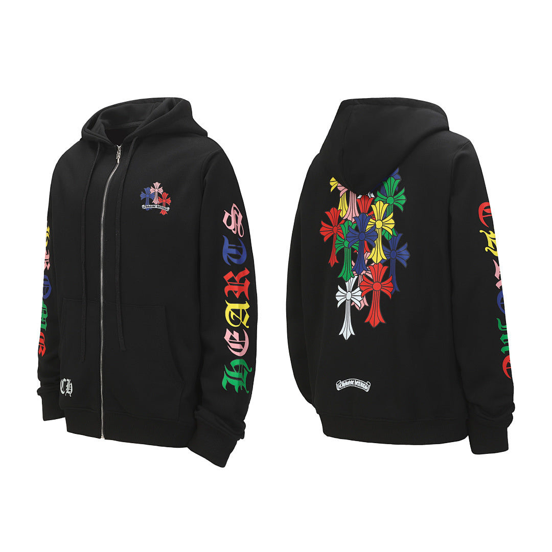 Chrome Hearts Graphic Zip-Up Hoodie