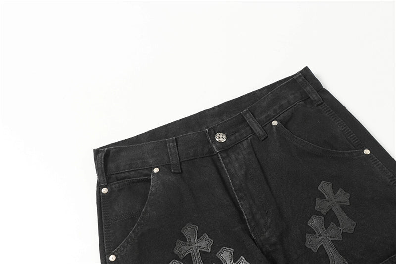 Chrome Hearts Distressed Denim Jeans | Stretch Tapered Fit