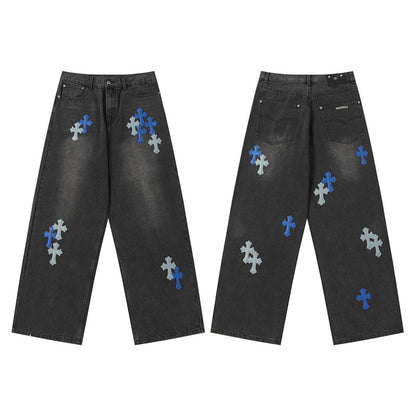 Chrome Hearts Distressed Denim Jeans | Stretch Tapered Fit