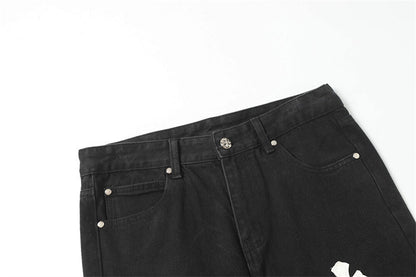 Chrome Hearts Distressed Denim Jeans | Stretch Tapered Fit