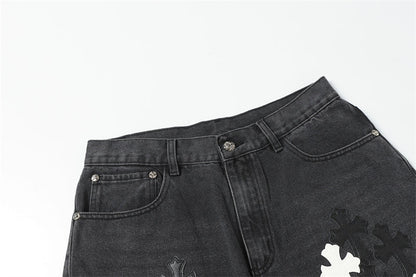 Chrome Hearts Distressed Denim Jeans | Stretch Tapered Fit