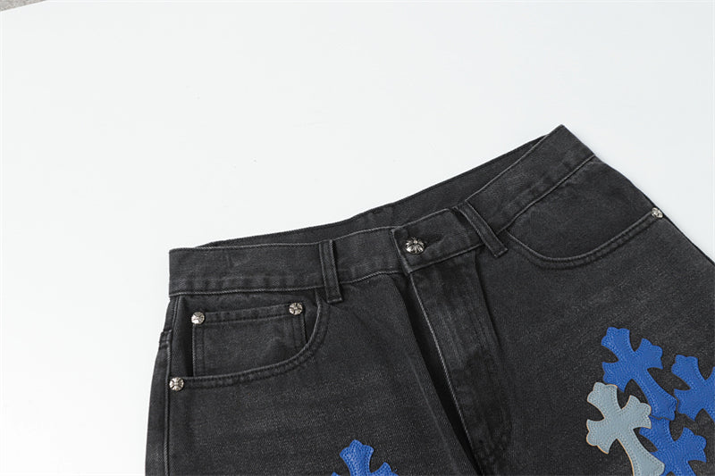 Chrome Hearts Distressed Denim Jeans | Stretch Tapered Fit