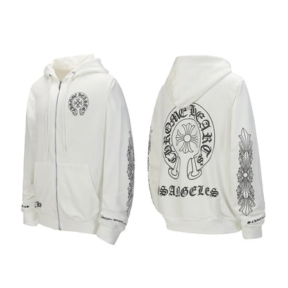 Chrome Hearts Graphic Zip-Up Hoodie