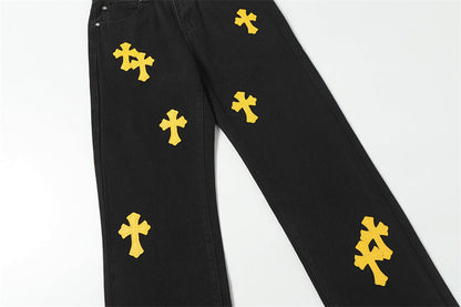 Chrome Hearts Distressed Denim Jeans | Stretch Tapered Fit