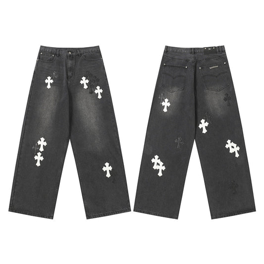 Chrome Hearts Distressed Denim Jeans | Stretch Tapered Fit