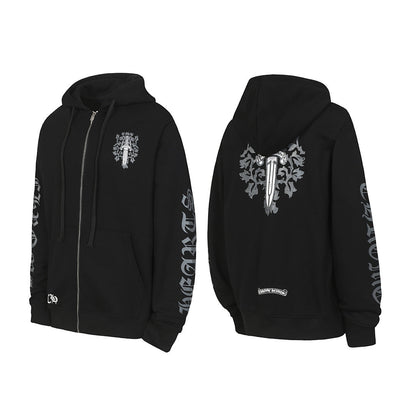 Chrome Hearts Graphic Zip-Up Hoodie
