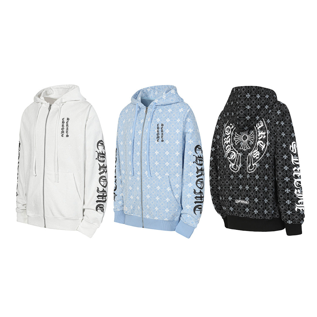 Chrome Hearts Graphic Zip-Up Hoodie