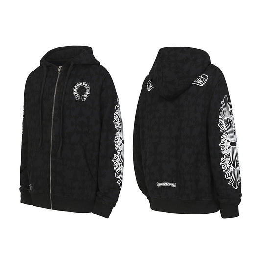 Chrome Hearts Graphic Zip-Up Hoodie
