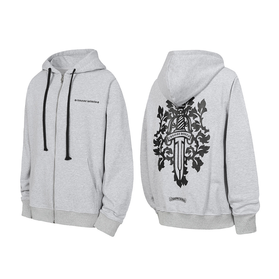 Chrome Hearts Graphic Zip-Up Hoodie