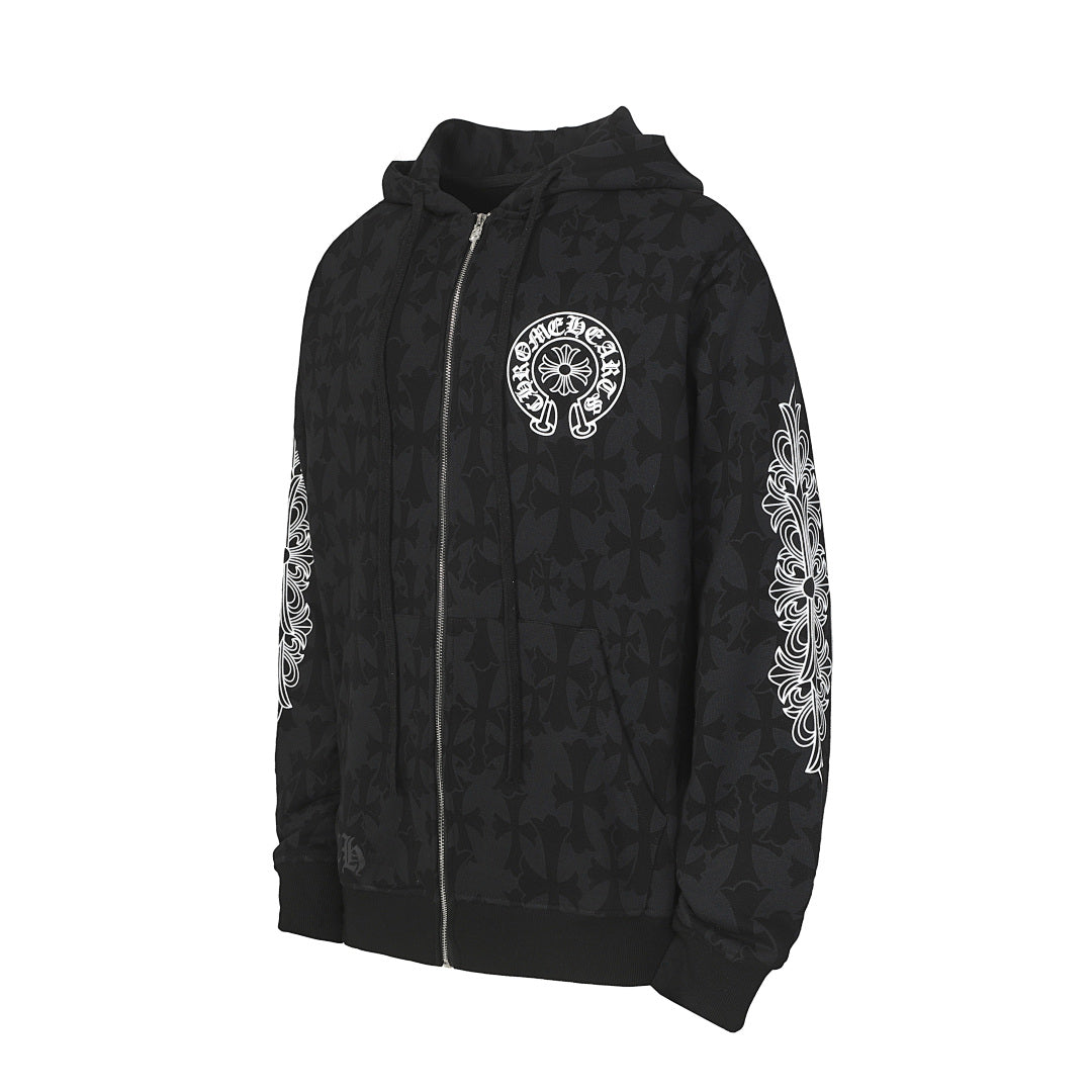 Chrome Hearts Graphic Zip-Up Hoodie