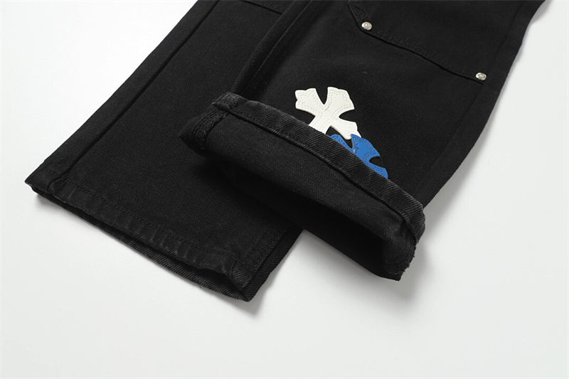 Chrome Hearts Distressed Denim Jeans | Stretch Tapered Fit