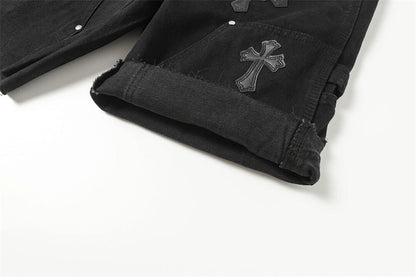 Chrome Hearts Distressed Denim Jeans | Stretch Tapered Fit