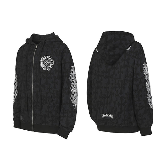 Chrome Hearts Graphic Zip-Up Hoodie