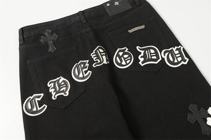 Chrome Hearts Distressed Denim Jeans | Stretch Tapered Fit