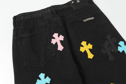Chrome Hearts Distressed Denim Jeans | Stretch Tapered Fit