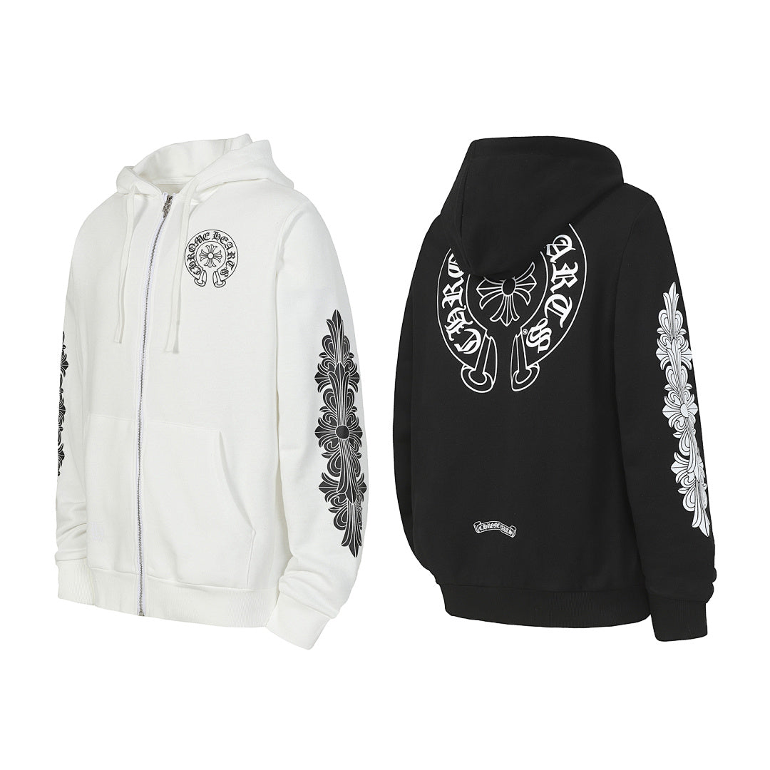 Chrome Hearts Graphic Zip-Up Hoodie