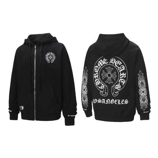 Chrome Hearts Graphic Zip-Up Hoodie