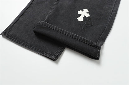 Chrome Hearts Distressed Denim Jeans | Stretch Tapered Fit