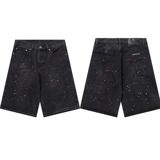 Chrome Hearts Distressed Denim Jeans | Stretch Tapered Fit