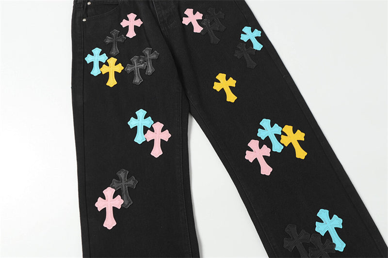 Chrome Hearts Distressed Denim Jeans | Stretch Tapered Fit