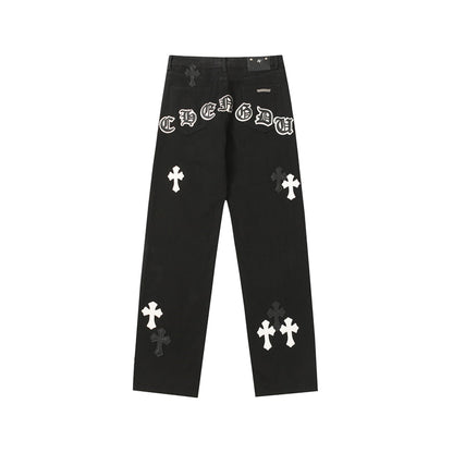 Chrome Hearts Distressed Denim Jeans | Stretch Tapered Fit