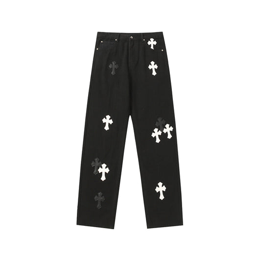 Chrome Hearts Distressed Denim Jeans | Stretch Tapered Fit
