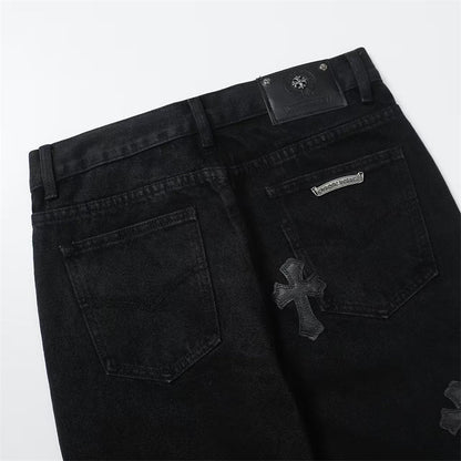 Chrome Hearts Distressed Denim Jeans | Stretch Tapered Fit