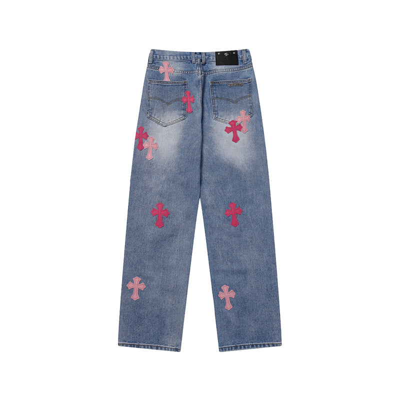 Chrome Hearts Distressed Denim Jeans | Stretch Tapered Fit
